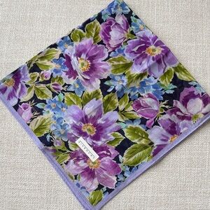 Vintage Givenchy Floral Handkerchief with Purple and Green Accents